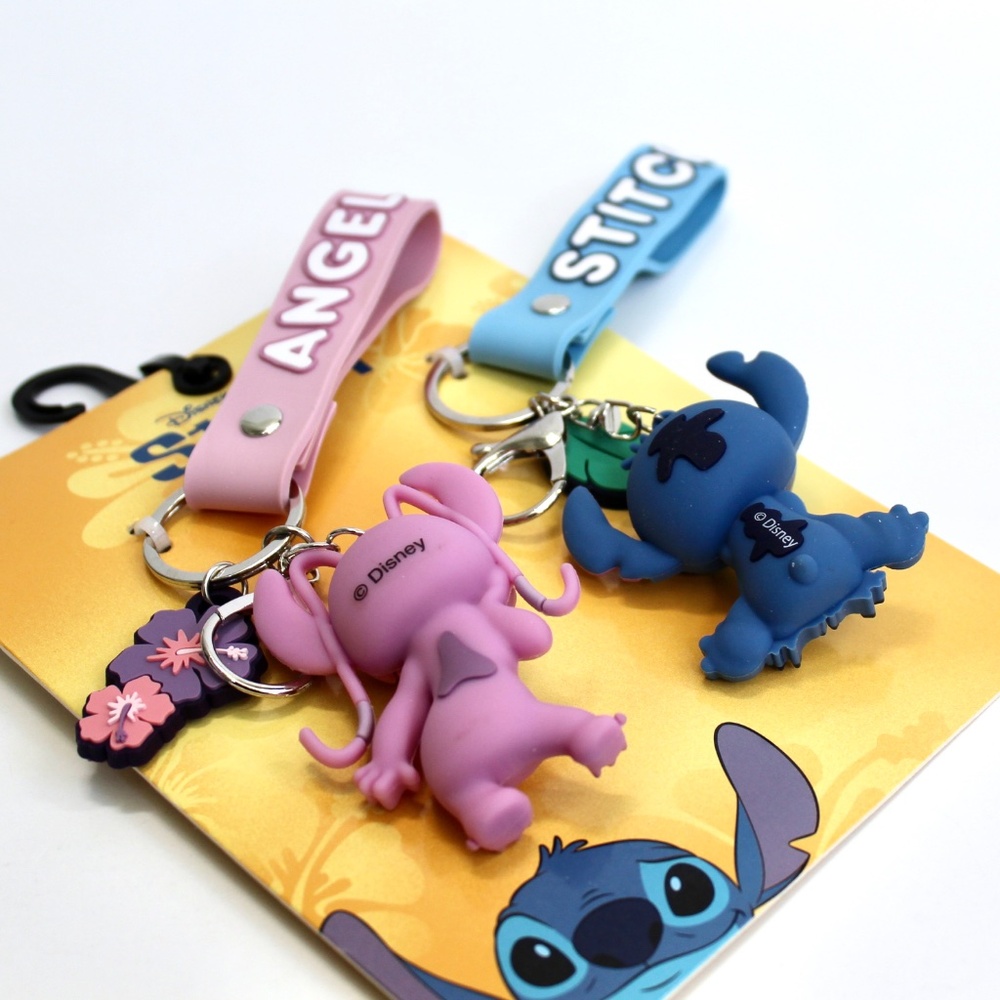 Disney Stitch Stitch and Angel Silicone Wristlet Keyring Keychain Bag Charms - Picture 5 of 5